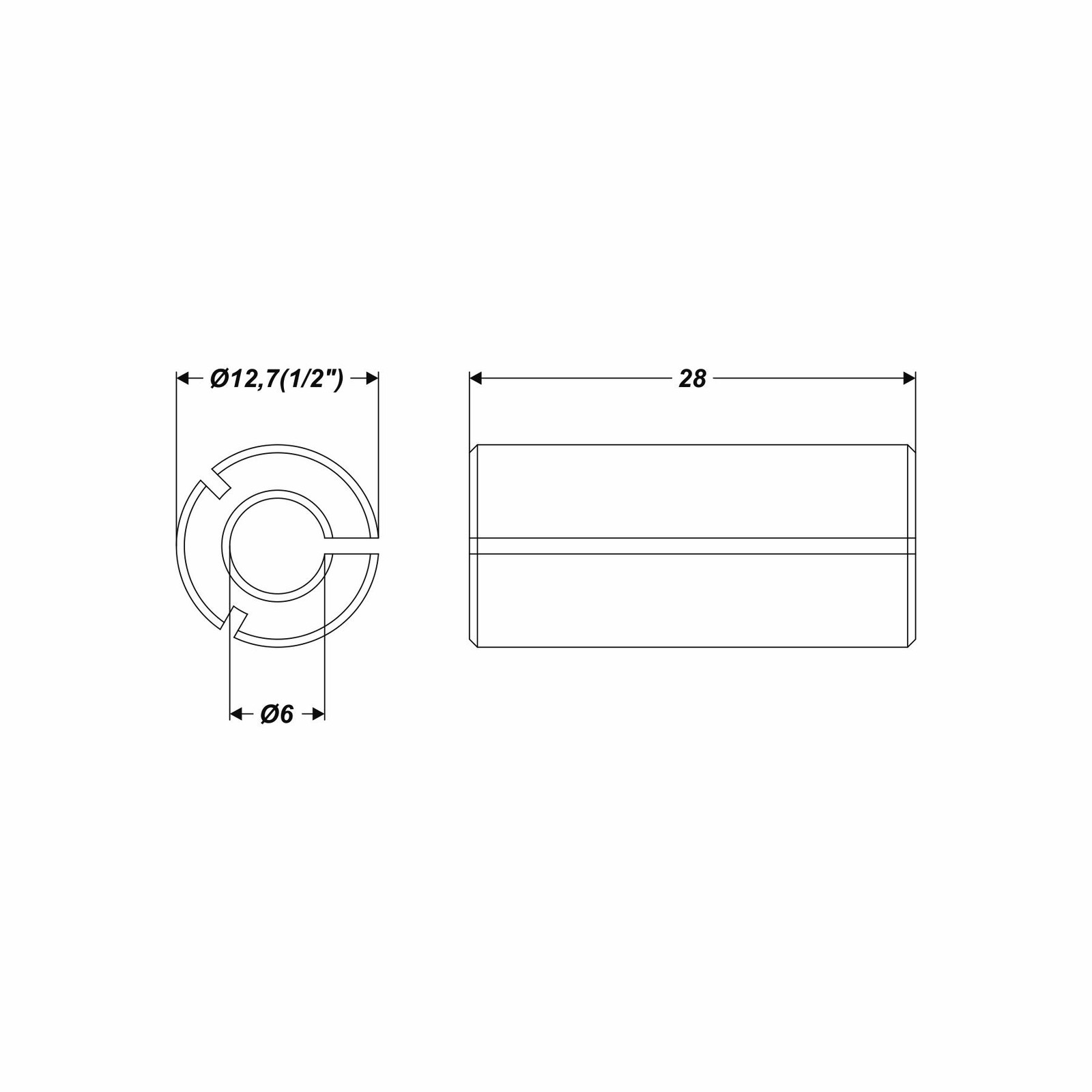 Reduzierhülse 12,7 mm (1/2 Zoll) auf Schaft 6 mm Reduzierstück für Oberfräse