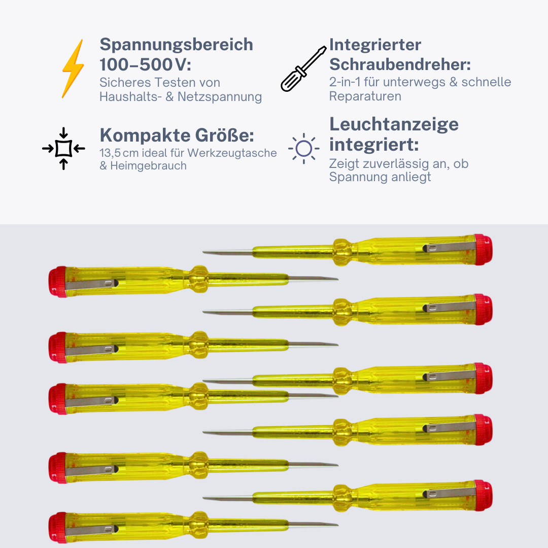 Stromprüfer Set 100-500V Phasenprüfer Spannungsprüfer Schraubendreher Stromtest Bild 2