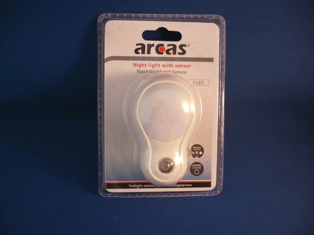 LED-Nacht- Orientierungslicht von Arcas mit Sensor, 2x0,5W, Farbe: weiß !!!