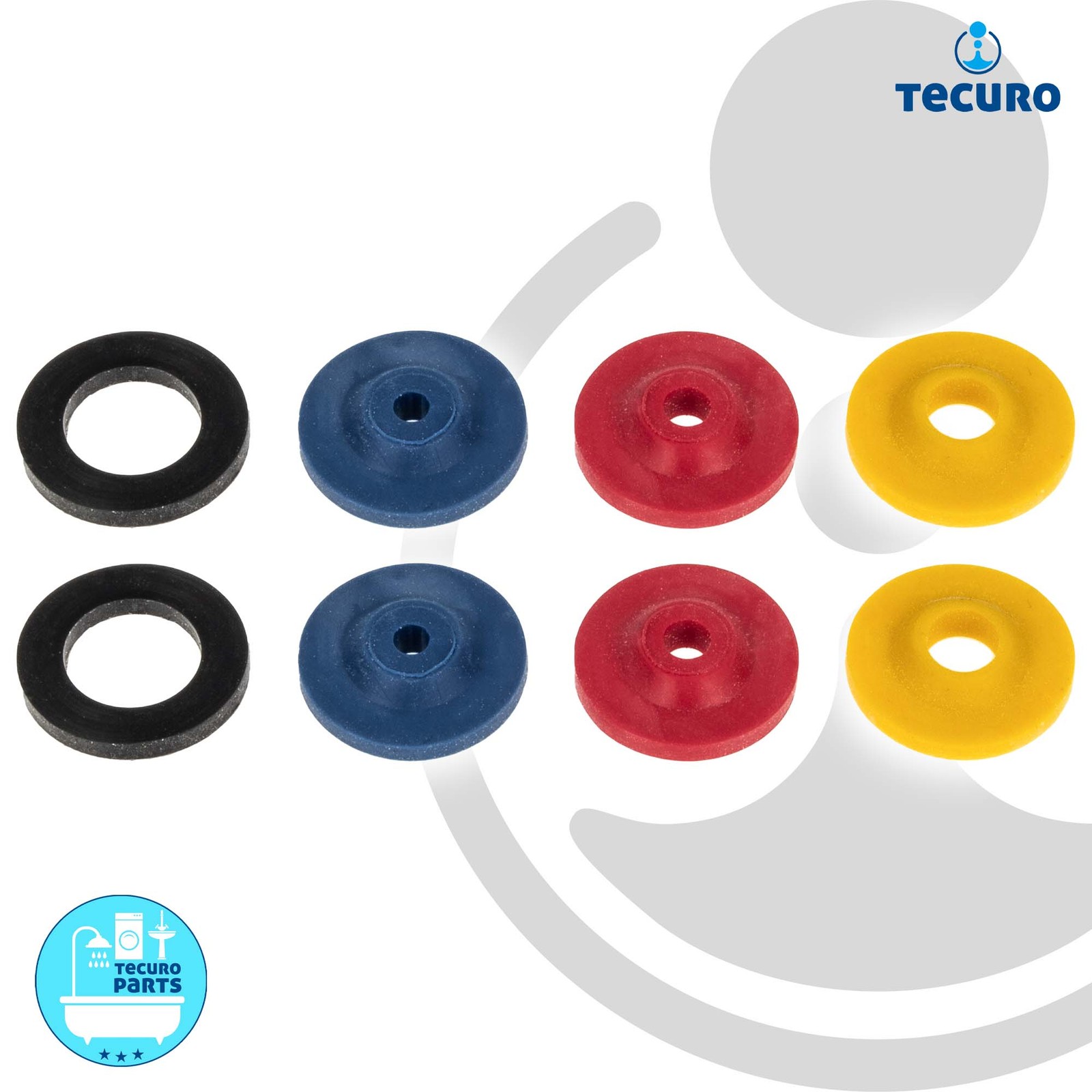 tecuro 8-teiliges Wasser-Spar-Set für Brauseschlauch/Duschkopf - blau rot gelb Bild 5