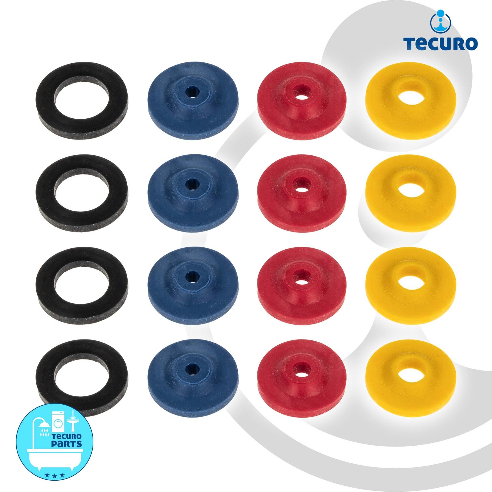 tecuro 16-teiliges Wasser-Spar-Set für Brauseschlauch/Duschkopf - blau rot gelb Bild 3