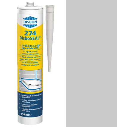 Silikon Sanitär Fugendichtstoff Bad Dusche Küche Fuge 310 ml Grau Disbon