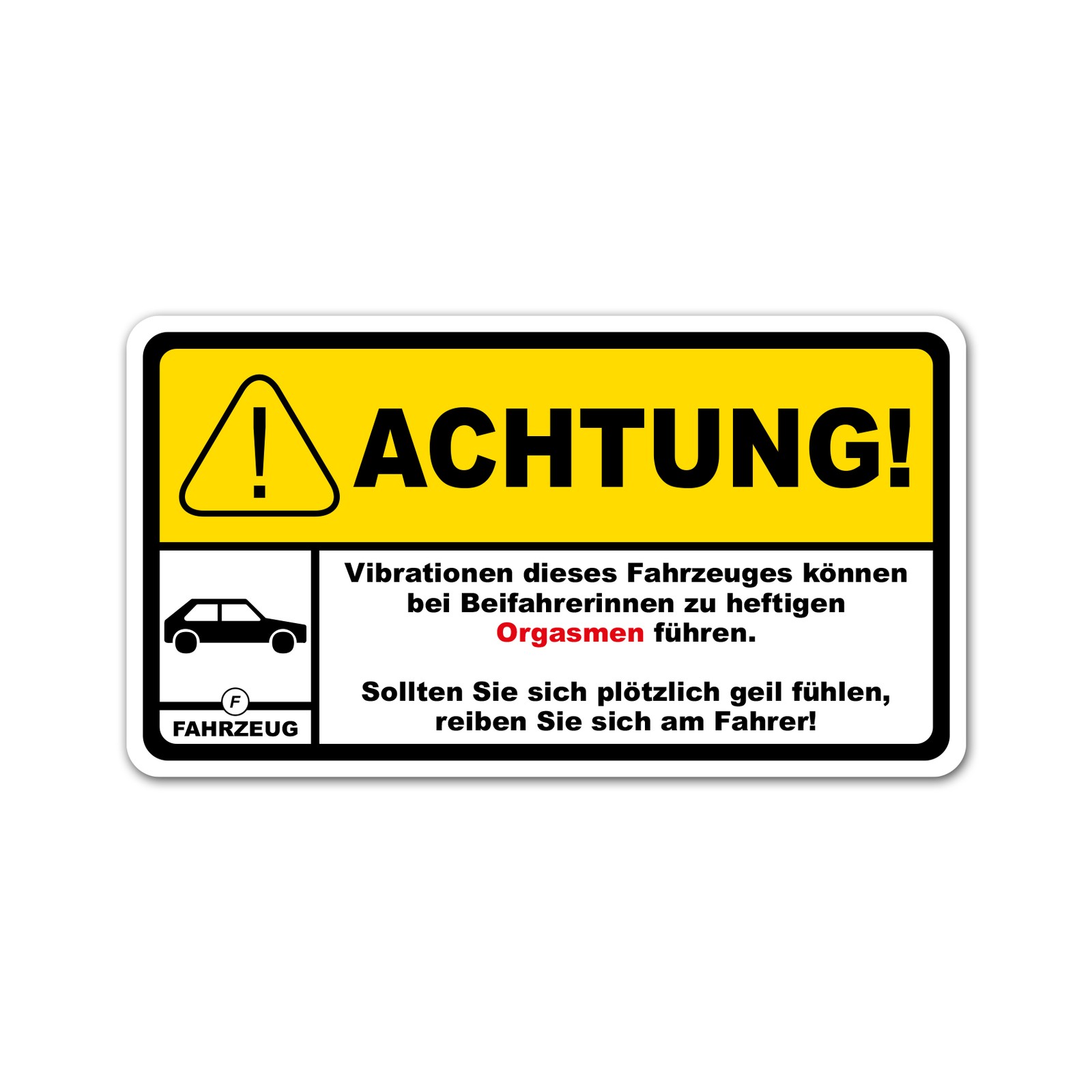 Fun Aufkleber "Achtung Vibration" Auto 10cm x 5,5cm Sticker Witzig R193-05 Bild 3