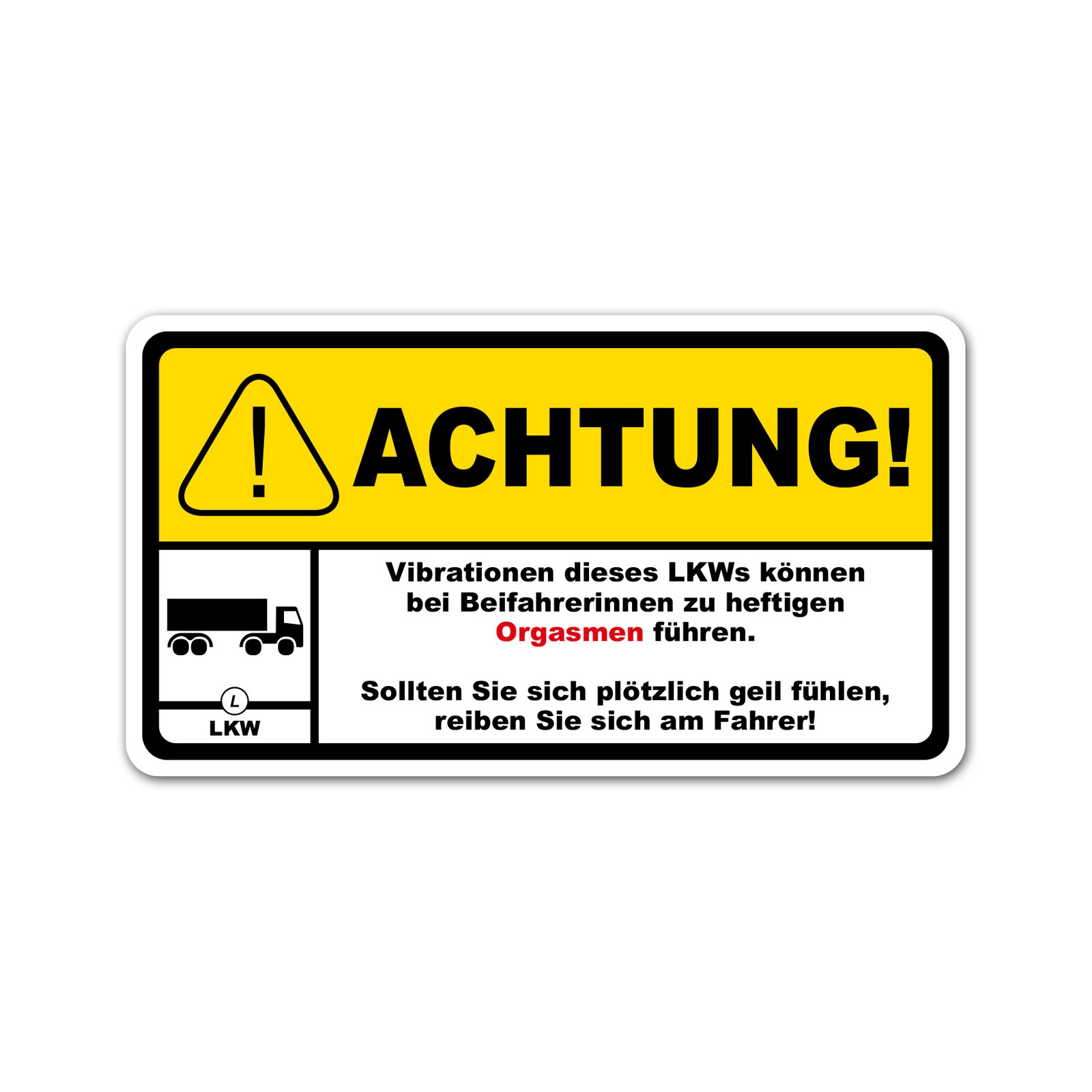 Fun Aufkleber "Achtung Vibration" LKW 10cm x 5,5cm Sticker Witzig R193-02 Bild 2