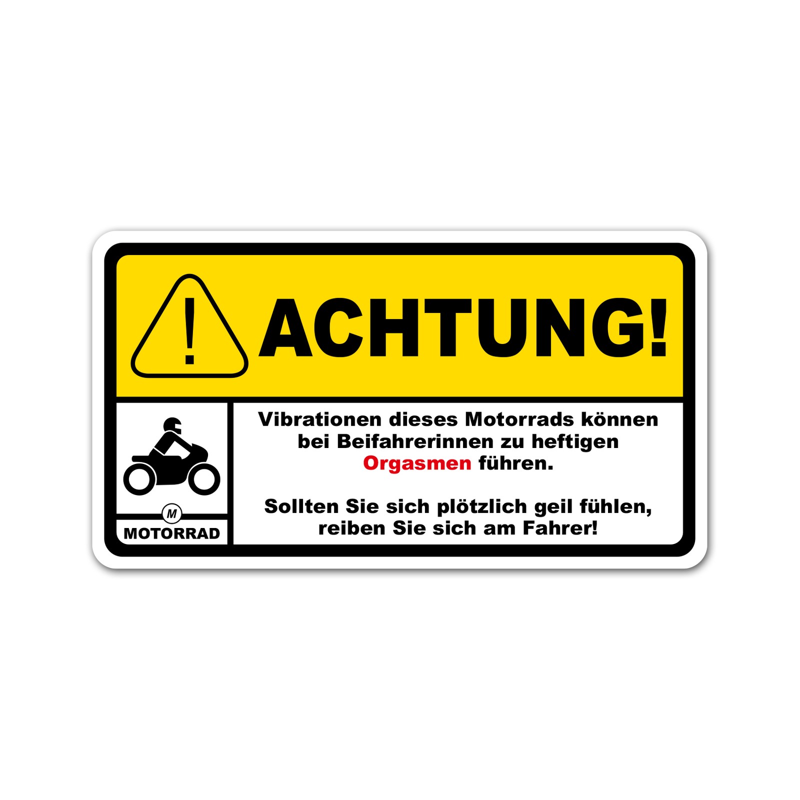 Fun Aufkleber "Achtung Vibration" Motorrad 10cm x 5,5cm Sticker Witzig R193-03 Bild 3