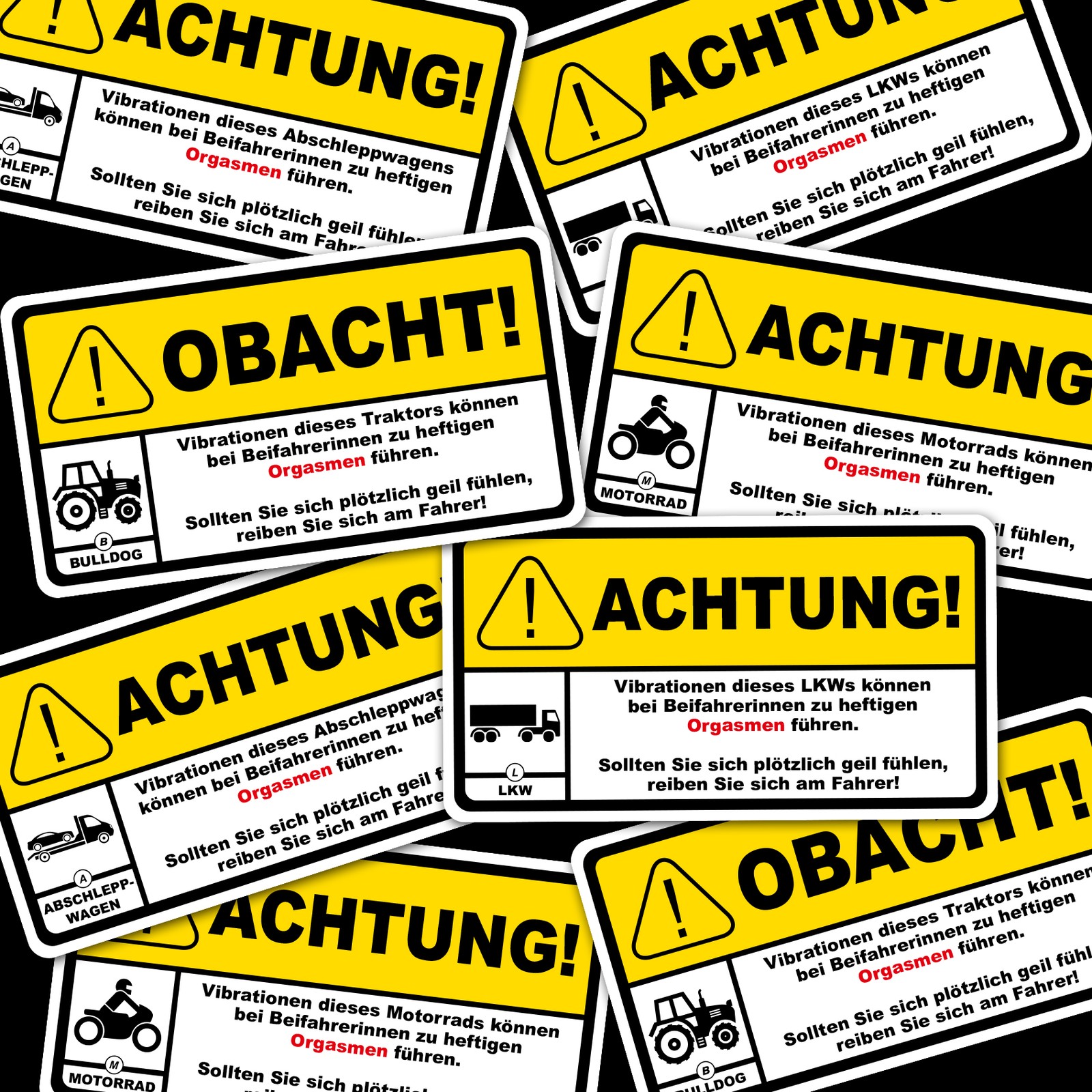 Fun Aufkleber "Achtung Vibration" Motorrad 10cm x 5,5cm Sticker Witzig R193-03 Bild 4