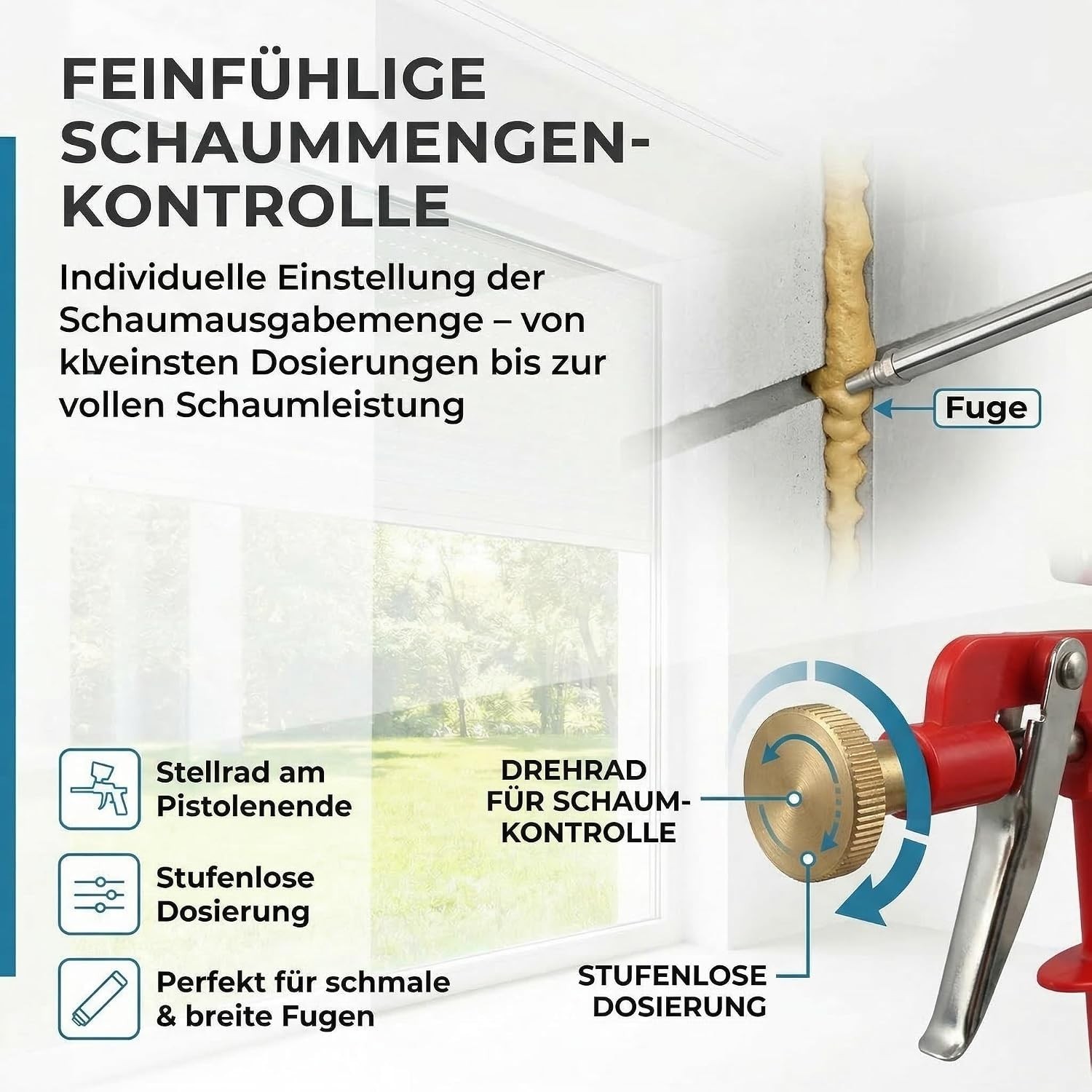 heicko Eco-Line PU Schaumpistole Bauschaumpistole 1K Edelstahl-Nadel Stellrad Bild 5