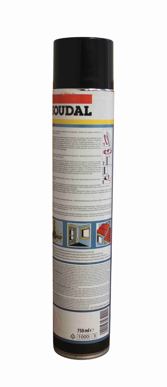 Soudafoam Profi Montageschaum 750ml 1K PU-Schaum + Adapter Bauschaum Restposten Bild 2