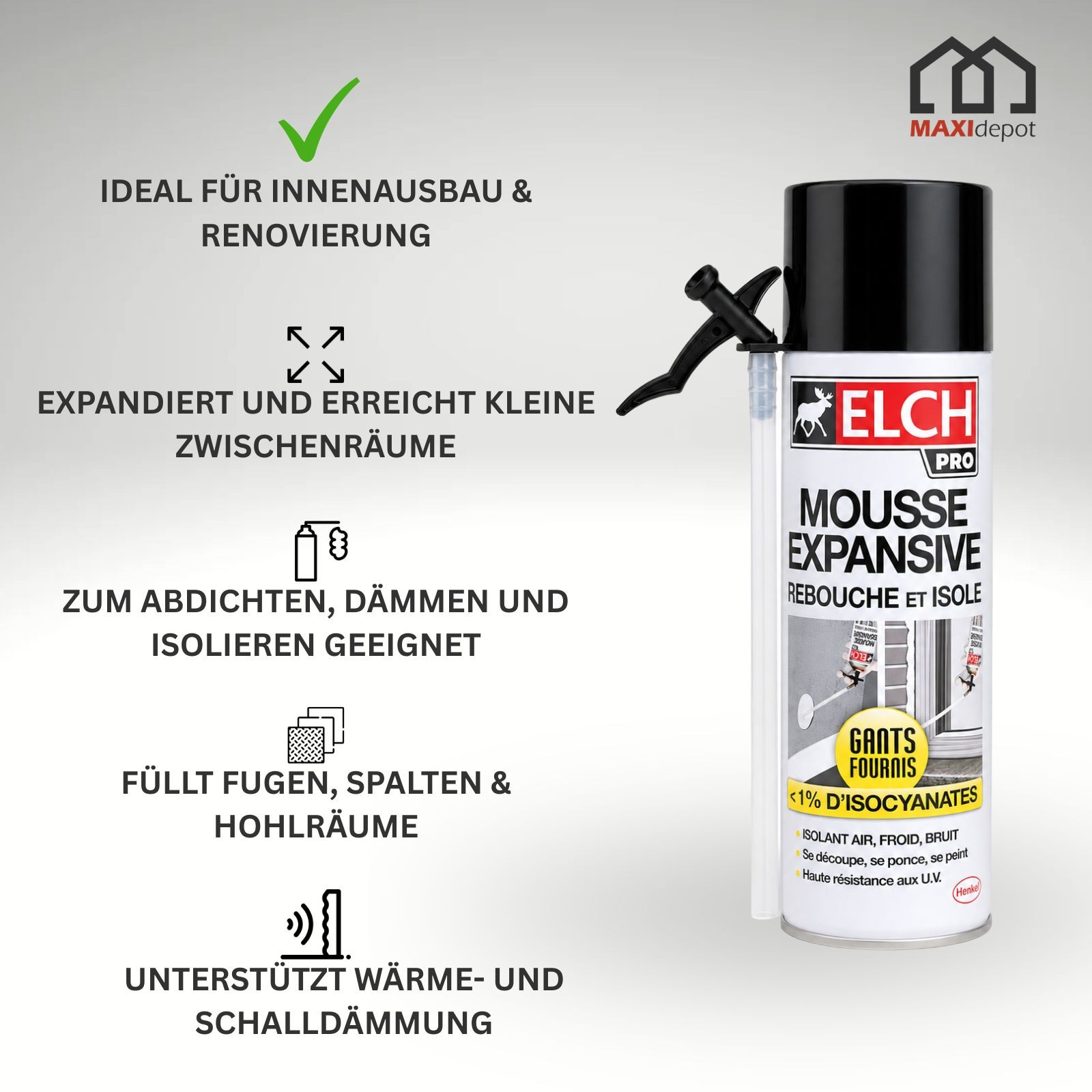 Bauschaum PU Schaum 500 ml zum Füllen Dämmen Abdichten von Fugen & Hohlräumen Bild 2