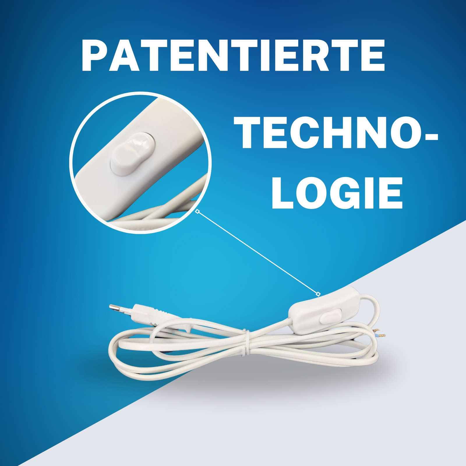 2m Euro Netzkabel Stromkabel mit Stecker und Schalter Typ C offenes ende Bild 3
