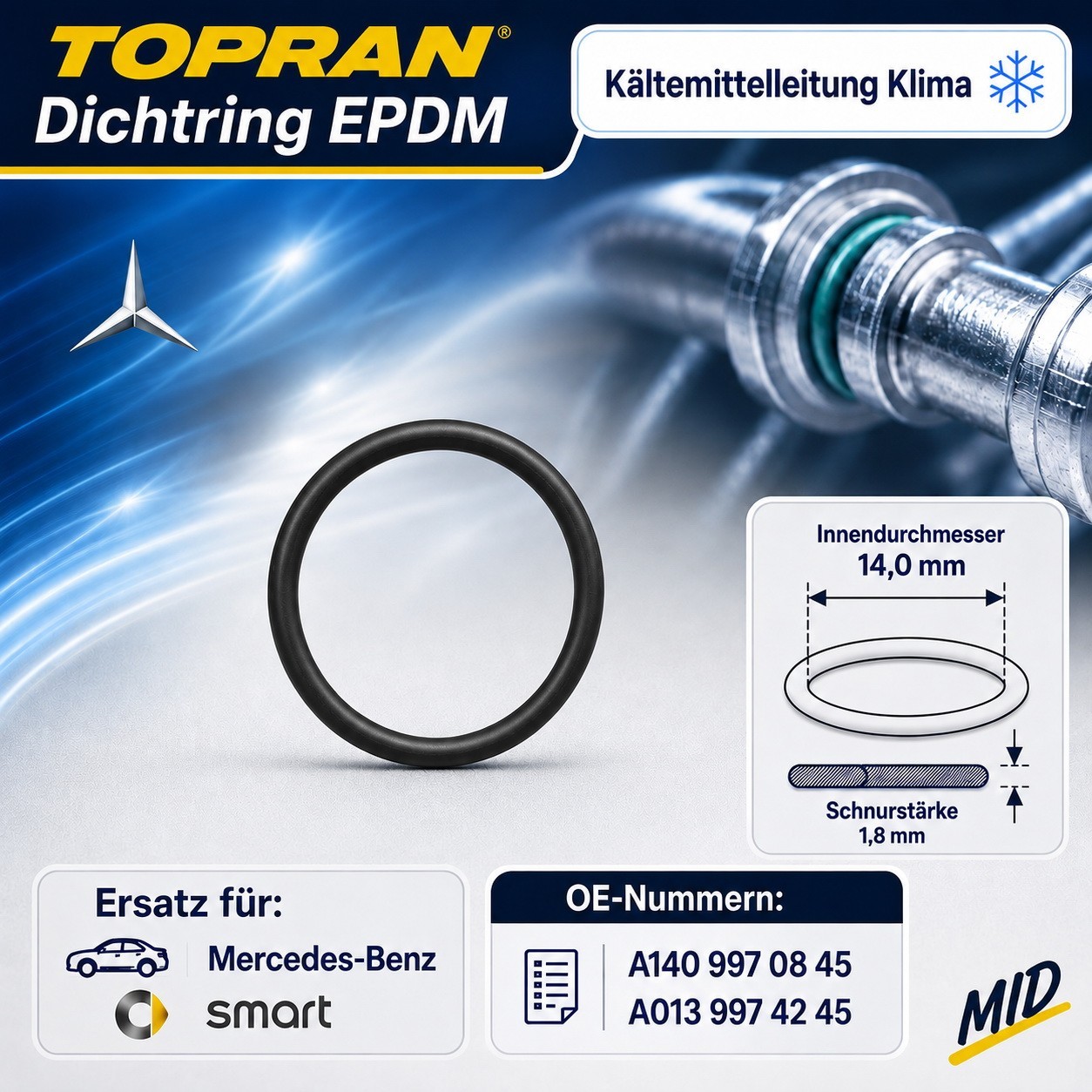 ORIGINAL TOPRAN O-Ring Dichtring Klima VW Audi Skoda 8E0260749D | 8A0260749AH 👍 Bild 2