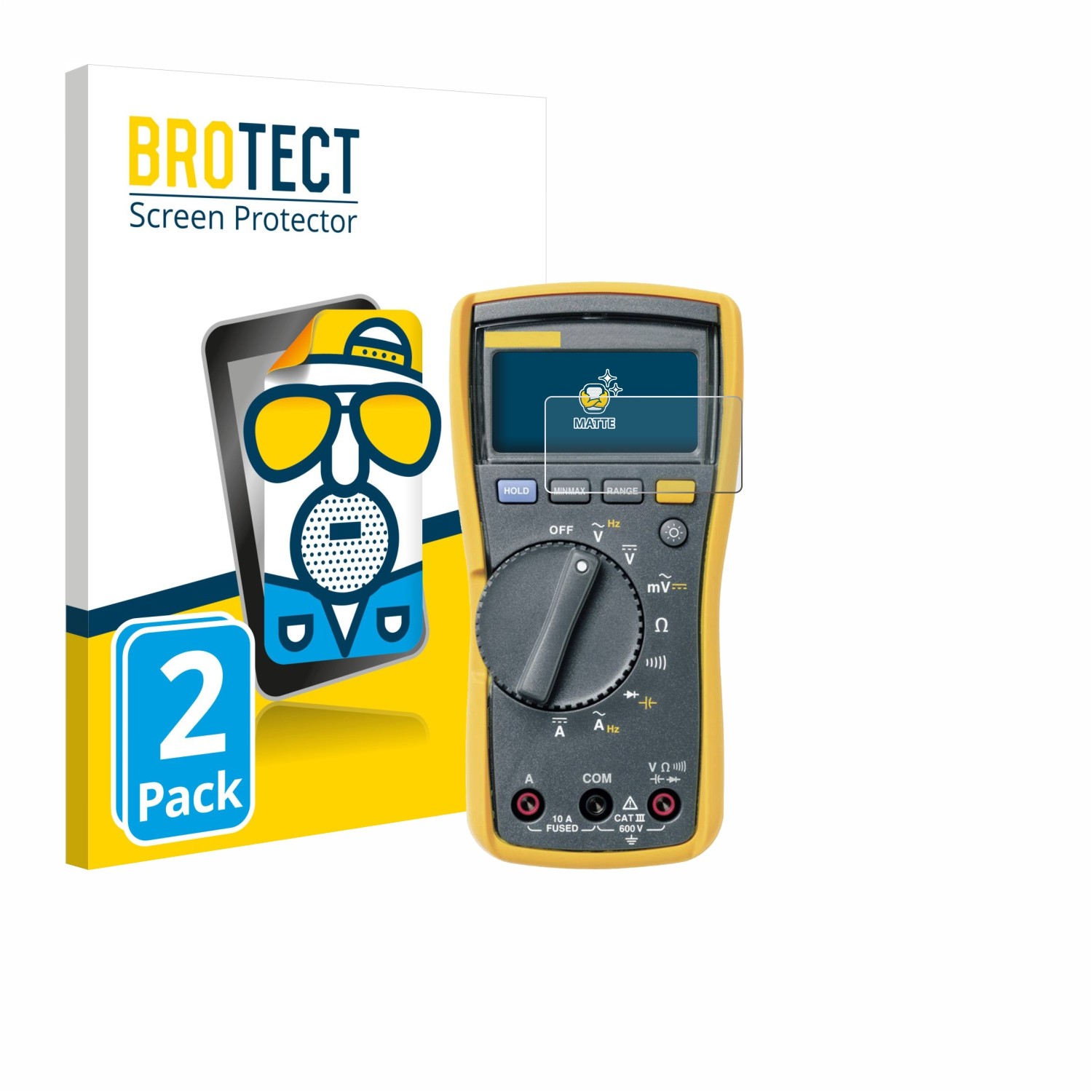 2x Displayschutzfolie matt für Fluke MultiMeter 115 Antireflektierend