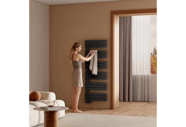 Emke Badheizkörper 100x60cm 639W Schwarz Handtuchwärmer für Badezimmer Handtuchtrockner