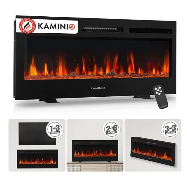 Kaminio Elektrokamin Marlon 3in1 Kamin Heizung 3D-Flammeneffekt 12 Flammen 42 Zoll