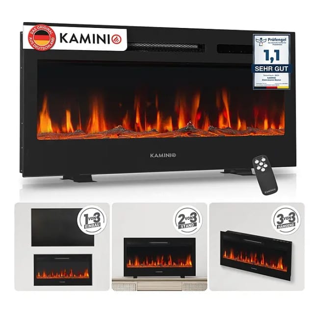 Kaminio Elektrokamin Marlon 3in1 Kamin Heizung 3D-Flammeneffekt 12 Flammen 36 Zoll