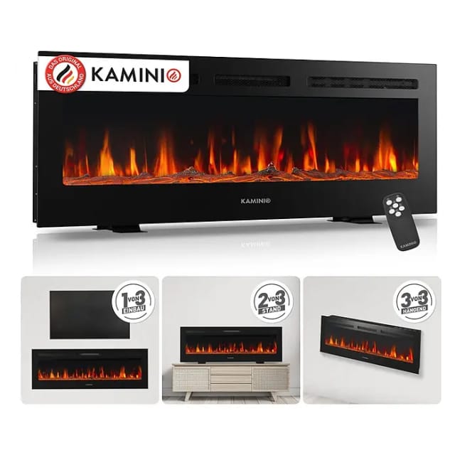 Kaminio Elektrokamin Marlon 3in1 Kamin Heizung 3D-Flammeneffekt 12 Flammen 50