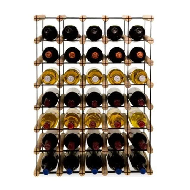PROREGAL Modulares Weinregal Vinotega Mod Metal HxBxT 72,5 x 52,5 x 24,5 cm 5 x 7 Flaschen Massives Kiefernholz Natur