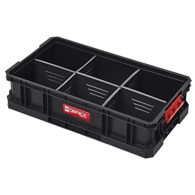 PROREGAL QBRICK Werkzeugkasten Two Ohne Deckel HxBxT 30 x 53 x 13 cm 14,3 Liter 5 Trennsteg Mit Klemmverschlüsse Werkzeugkorb