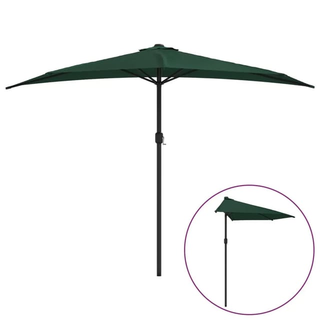 furnicato Balkon-Sonnenschirm mit Alu-Mast Grün 300x155 cm Halbrund