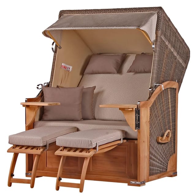 bene,iving Strandkorb Komplettset Schaalsee Teak PE grau Modell 510