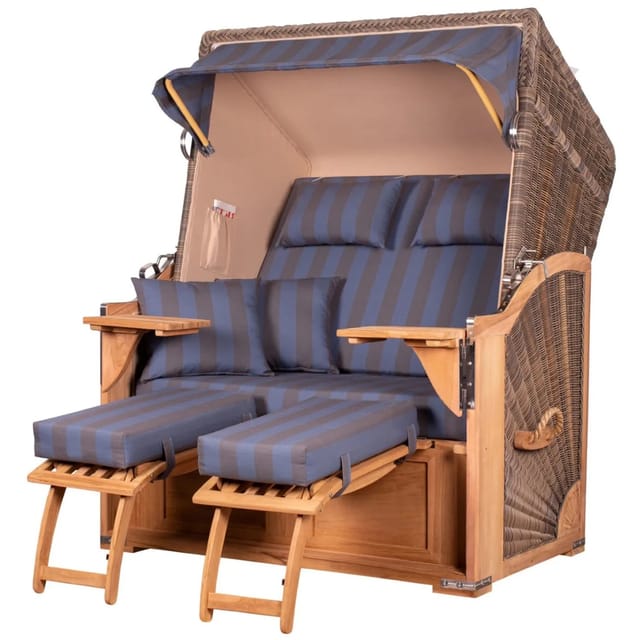 bene,iving Strandkorb Komplettset Schaalsee Teak PE grau Modell 582
