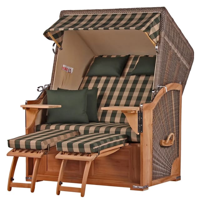 bene,iving Strandkorb Komplettset Schaalsee Teak PE grau Modell 506