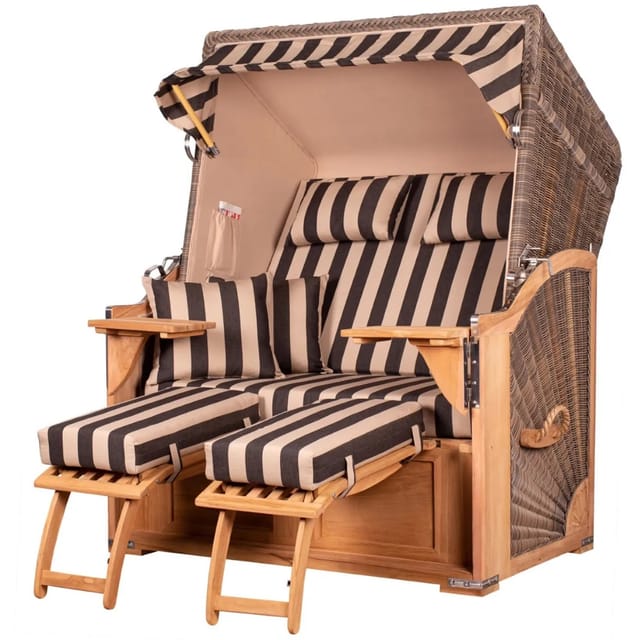 bene,iving Strandkorb Komplettset Schaalsee Teak PE grau Modell 581
