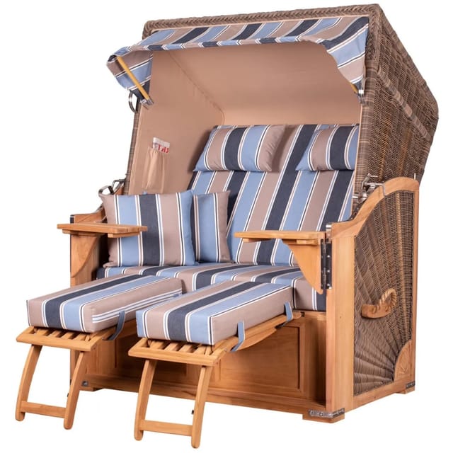 bene,iving Strandkorb Komplettset Schaalsee Teak PE grau Modell 580