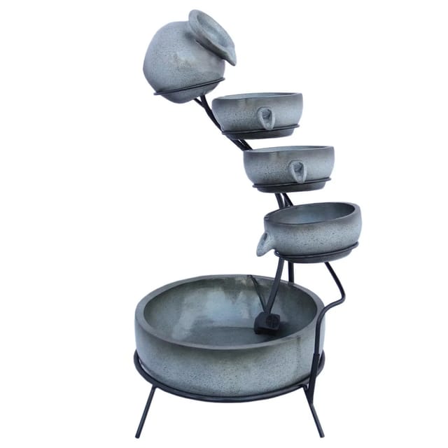 Monstershop Solar Kaskadenbrunnen mit Akku Grau