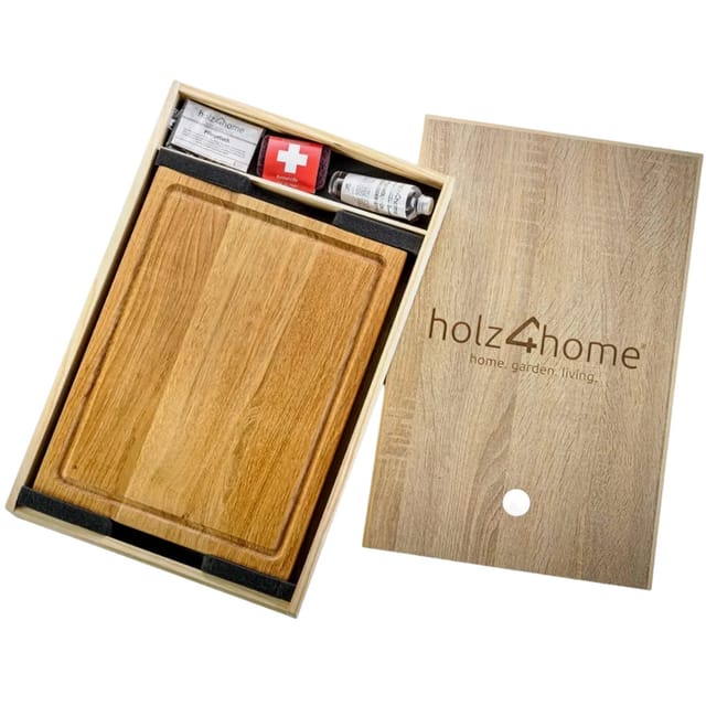 holz4home Servierbrett und Schneidebrett Set Alina aus Massivholz Eiche
