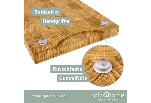 holz4home Premium Schneidebrett Stirnholz aus Eiche M