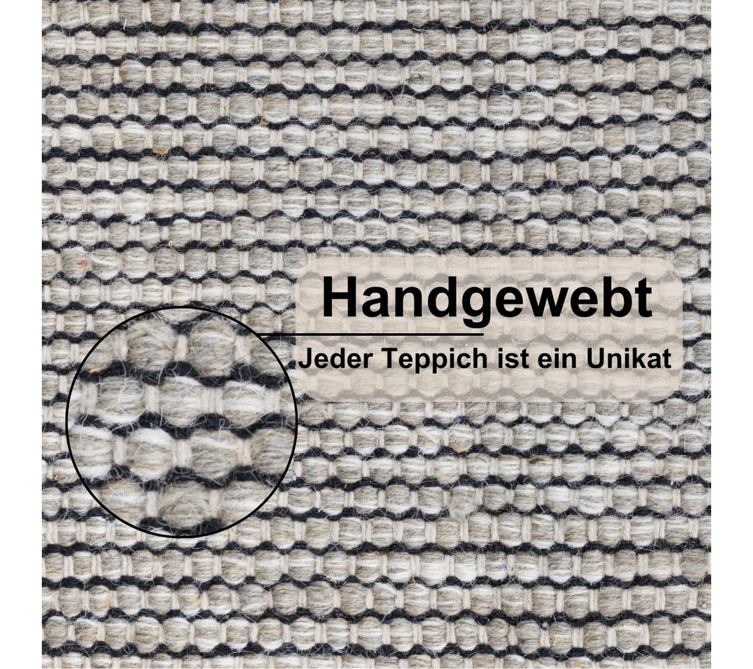 Myflair Möbel & Accessoires Wollteppich Anisa, rund, Höhe: 10 mm, Wendeteppich, meliert, reine Wolle, handgewebt, Wohnzimmer
