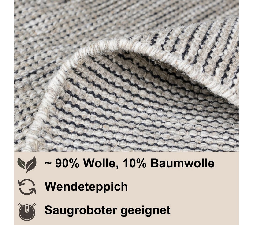 Myflair Möbel & Accessoires Wollteppich Anisa, rund, Höhe: 10 mm, Wendeteppich, meliert, reine Wolle, handgewebt, Wohnzimmer Bild 3