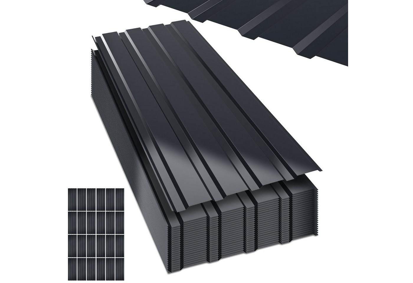 Clanmacy Trapezblech Deckenplatten 24st 115x45cm 12 Wellplatte Dachpaneele Profilblech, 115x45x0.25 mm (Set 24-St) UV-Schutz, Wasserfest, Wetterfest, Rostresistent, Korrosionsbeständig Bild 4