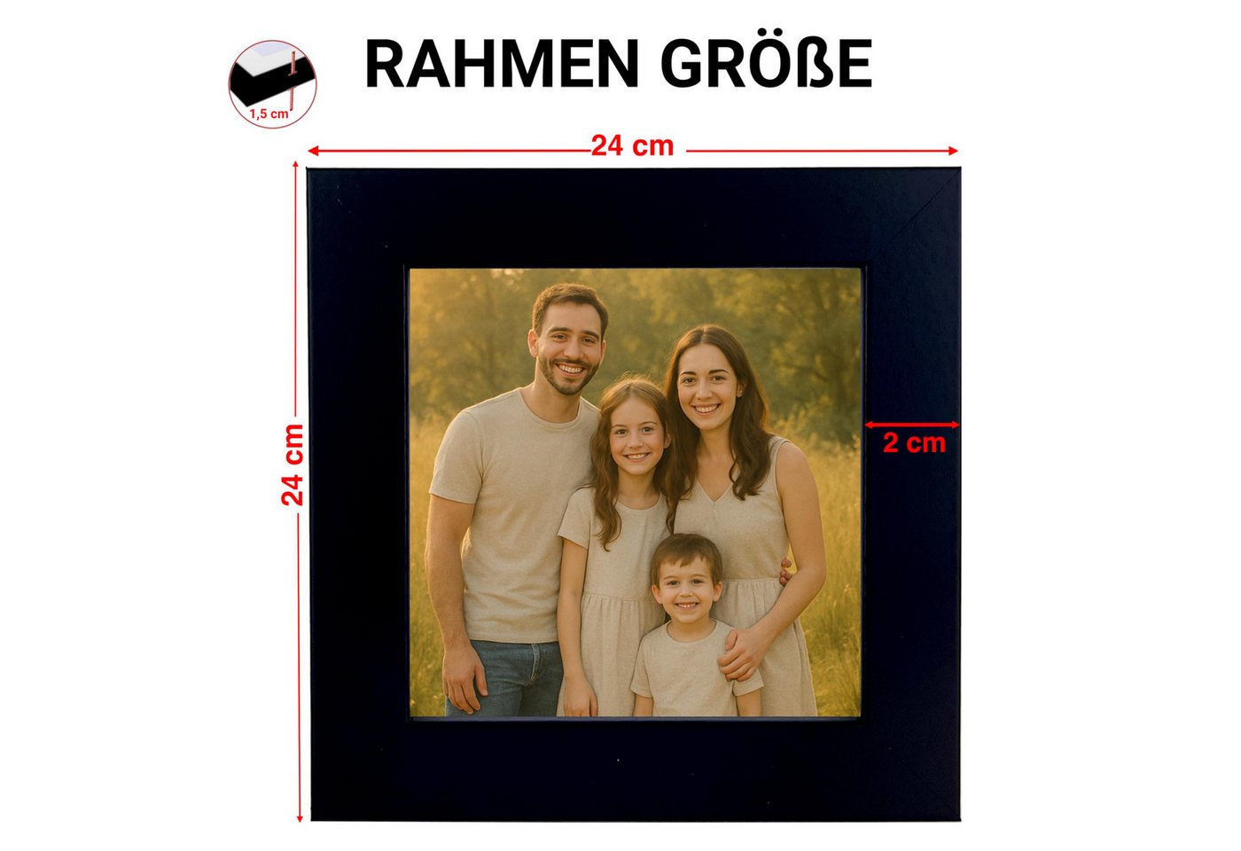 CABBEL Bilderrahmen MDF Holzrahmen Fotorahmen modern Collagen Foto Poster Galerie Wanddeko, für 2 Bilder (2 St), 10x10 cm Schwarz Wohnzimmer elegant Schmal Fotogalerie Schlafzimmer Bild 3