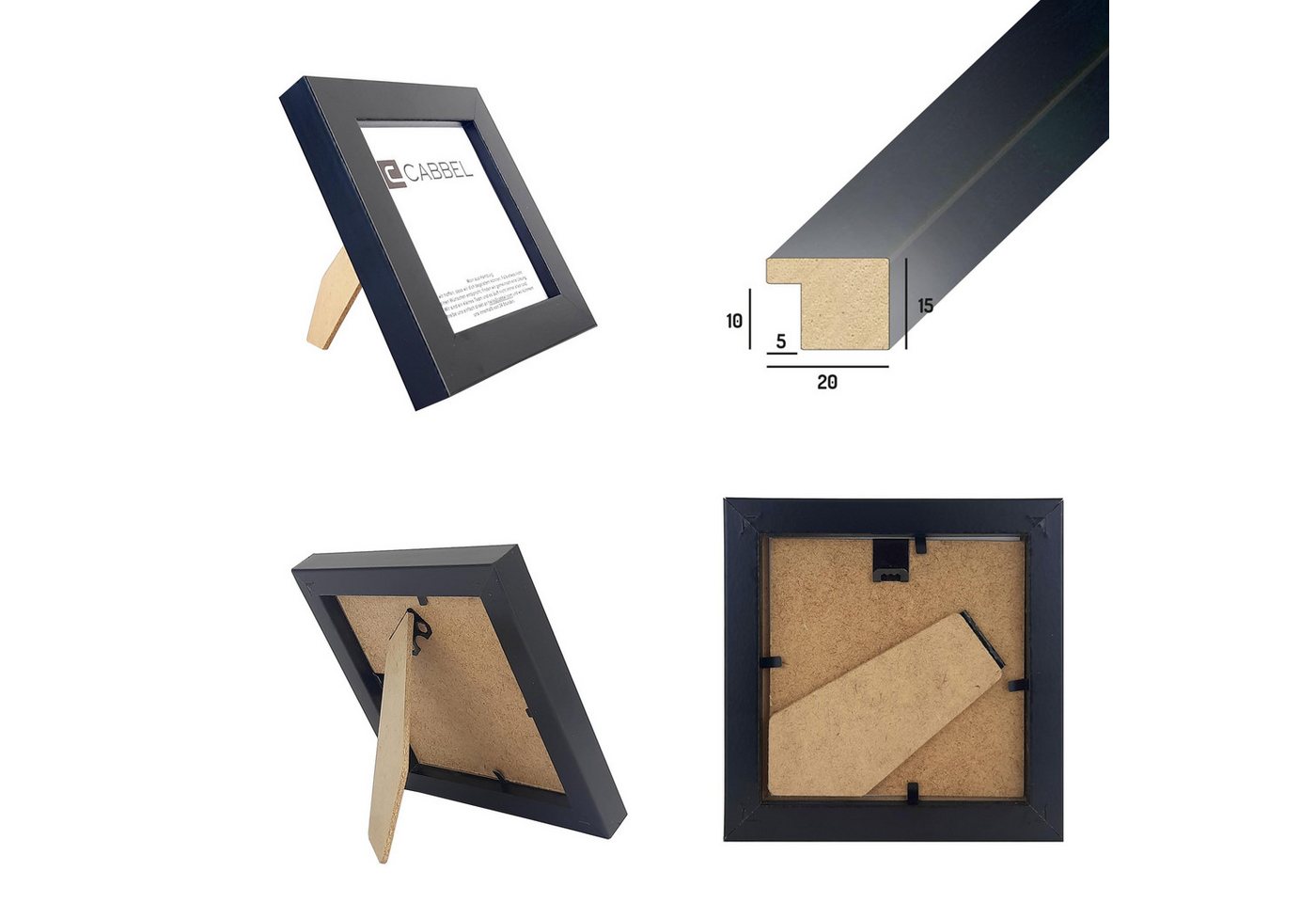 CABBEL Bilderrahmen MDF Holzrahmen Fotorahmen modern Collagen Foto Poster Galerie Wanddeko, für 2 Bilder (2 St), 10x10 cm Schwarz Wohnzimmer elegant Schmal Fotogalerie Schlafzimmer Bild 4