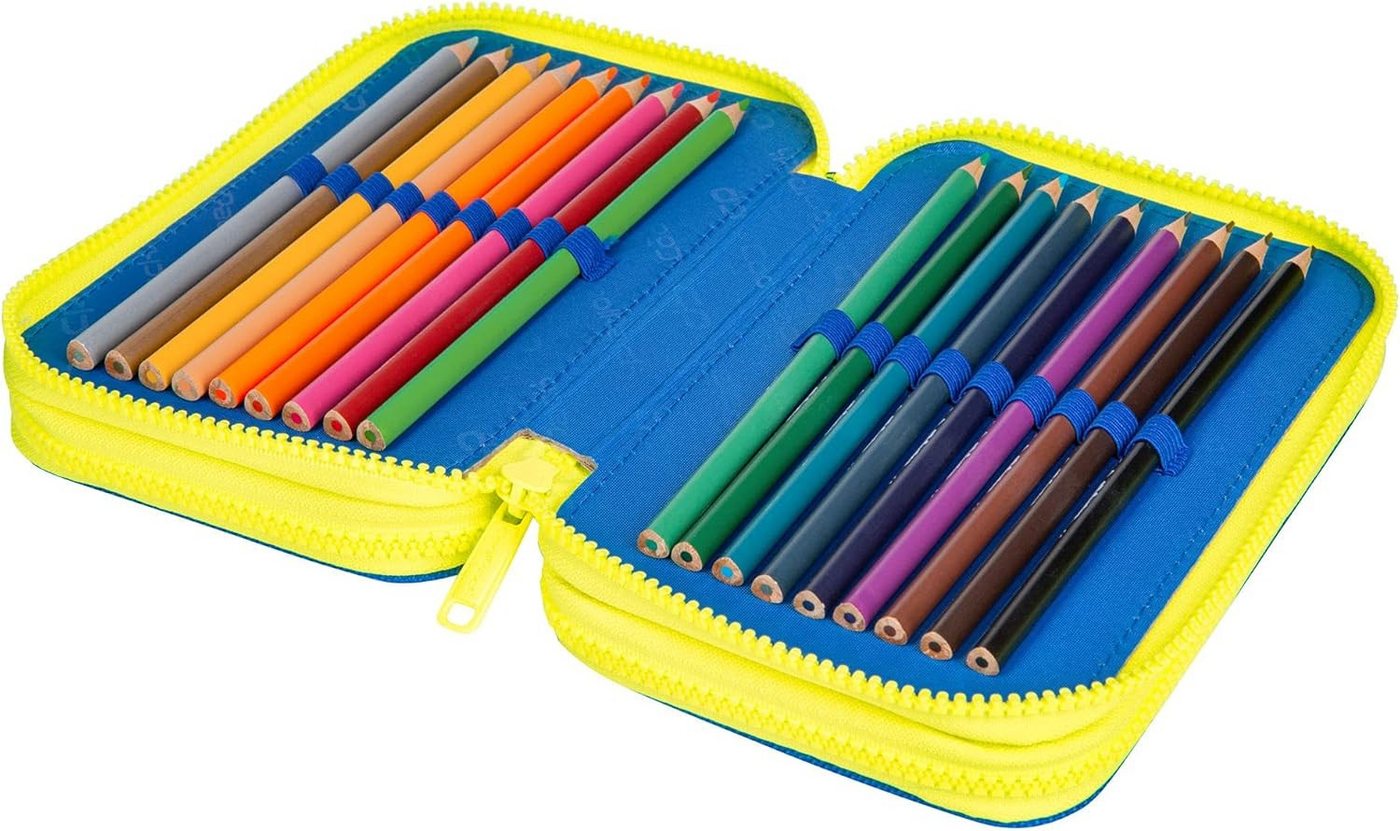 GOLDKIDS Federmäppchen COOLPACK XXL Federtasche Federmappe, (44-teilig gefüllte Schüleretui, 1-tlg., 3-stöckig 20 x 13,5 x 7 cm), Football 2T inkl. Füller Patrone Bild 3