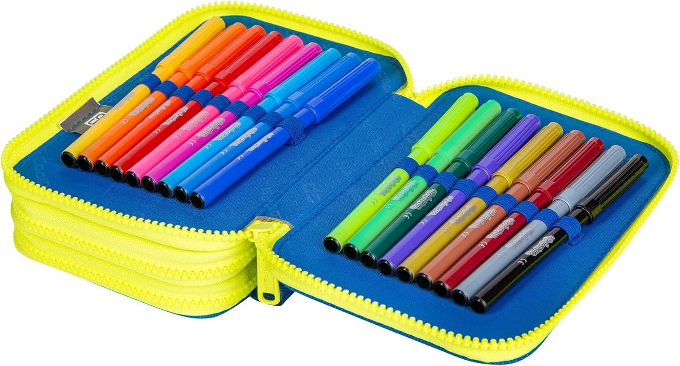 GOLDKIDS Federmäppchen COOLPACK XXL Federtasche Federmappe, (44-teilig gefüllte Schüleretui, 1-tlg., 3-stöckig 20 x 13,5 x 7 cm), Football 2T inkl. Füller Patrone Bild 4