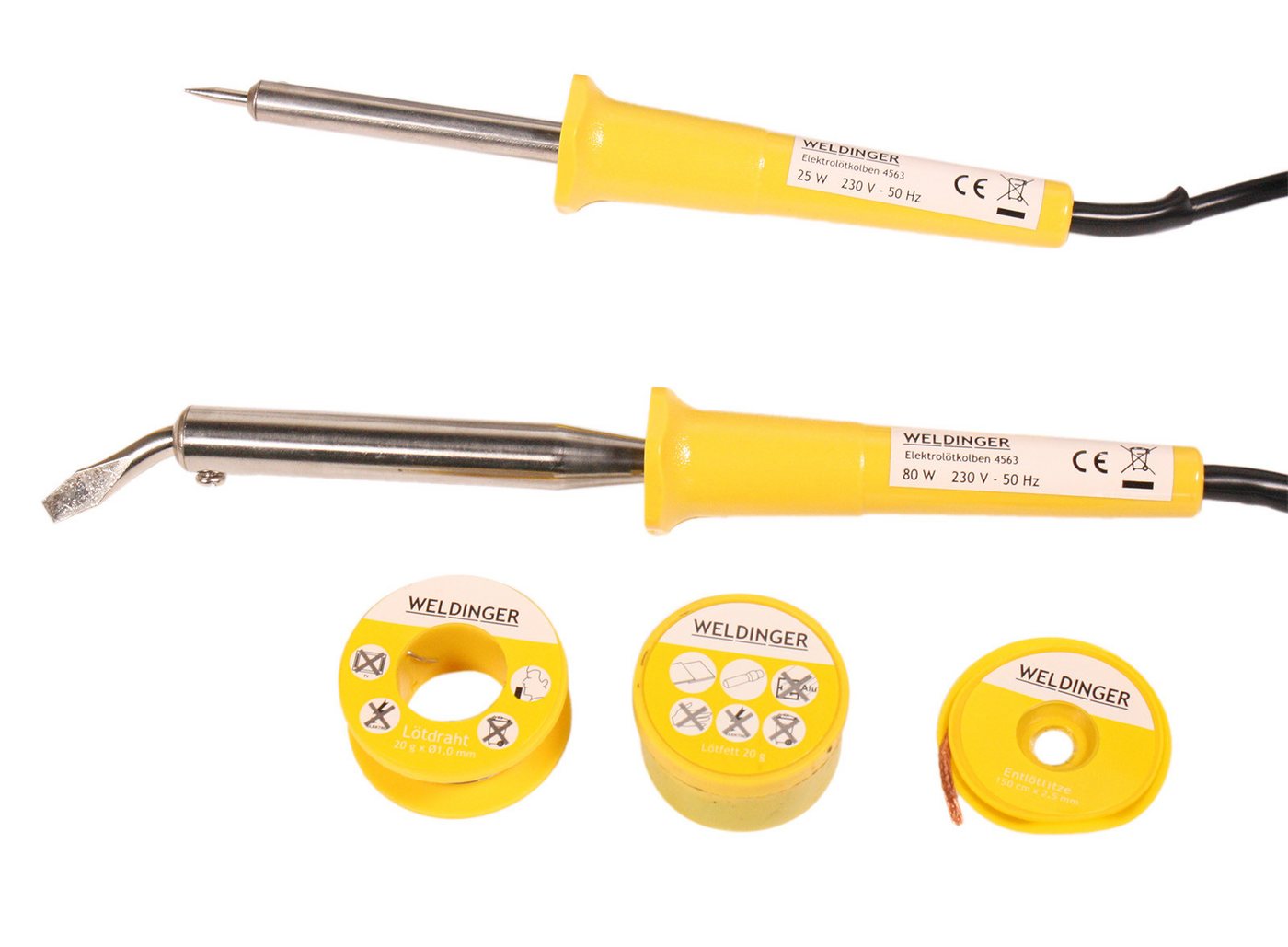 WELDINGER Lötkolben Profi Lötkolbenset 25 W und 80 W + Lot im Koffer Elektrolötkolben, max. 530 °C, elektrisch, Set, 6-tlg., Set mit Koffer Bild 4