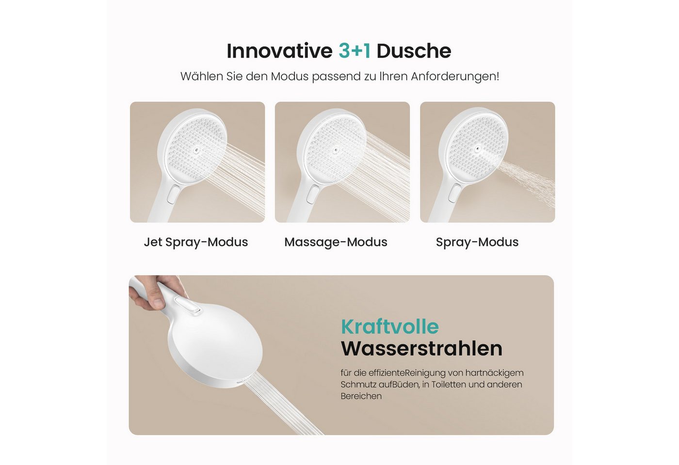 EMKE Duschsystem DuschsäuleSet mit 40cm Thermostat Ablage Regendusche und Kopfbrause, Höhe 110 cm, 4 Strahlart(en), mit Brausegarnitur und Kopfbrause, 36cmx24cm Kopfbraus Bild 2