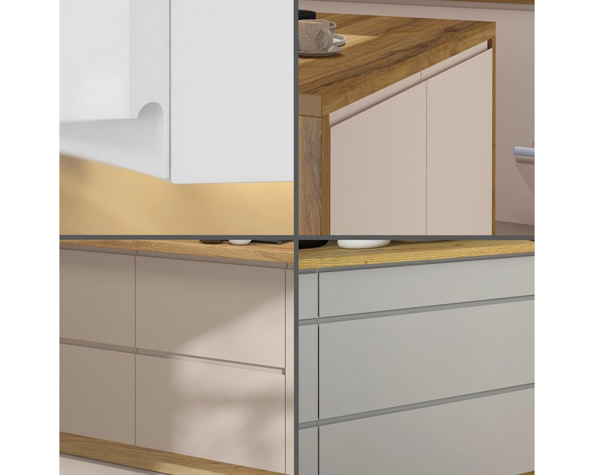 Möbel für Dich Küchenzeile Moderne Grifflose Einbauküche VELO 200 cm, 6-teilig, mit SoftClose, Fronten aus 19 mm Acrylplatte, Korpusstärke 18 mm Bild 4