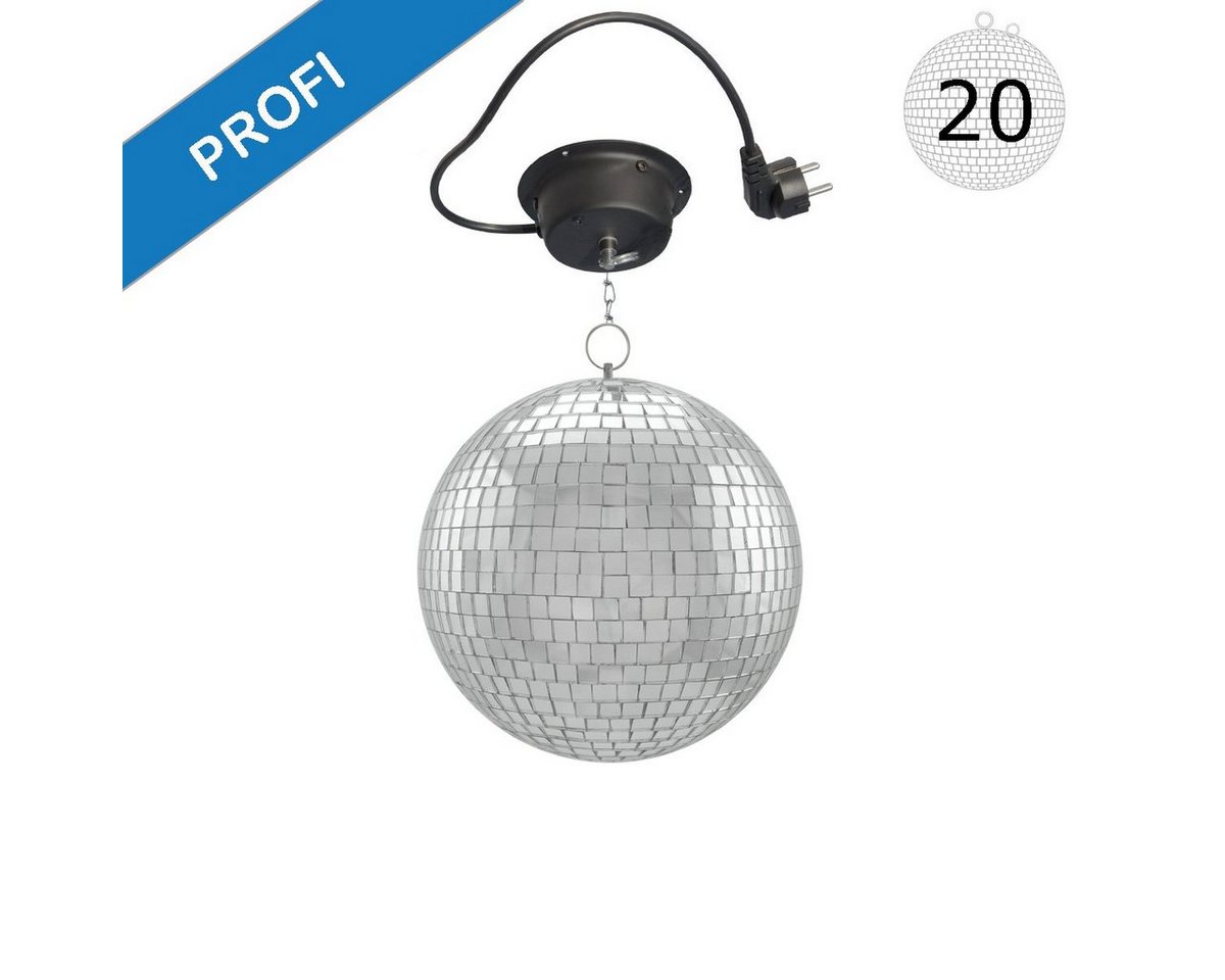 SATISFIRE Discolicht Spiegelkugel Set 20cm Kugel PROFI + Motor MBM-203 mit 30cm Knotenkette Bild 2