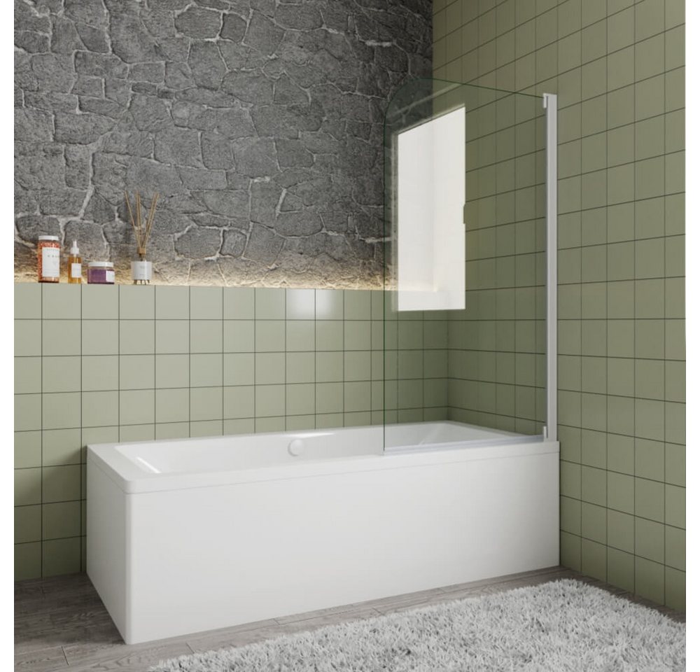 Duschparadies Duschwand 140cm anthrazitweiß Glas Aufsatz Duschabtrennung Badewanne Trennwand, Einscheibensicherheitsglas, Sicherheitsglas, Glas