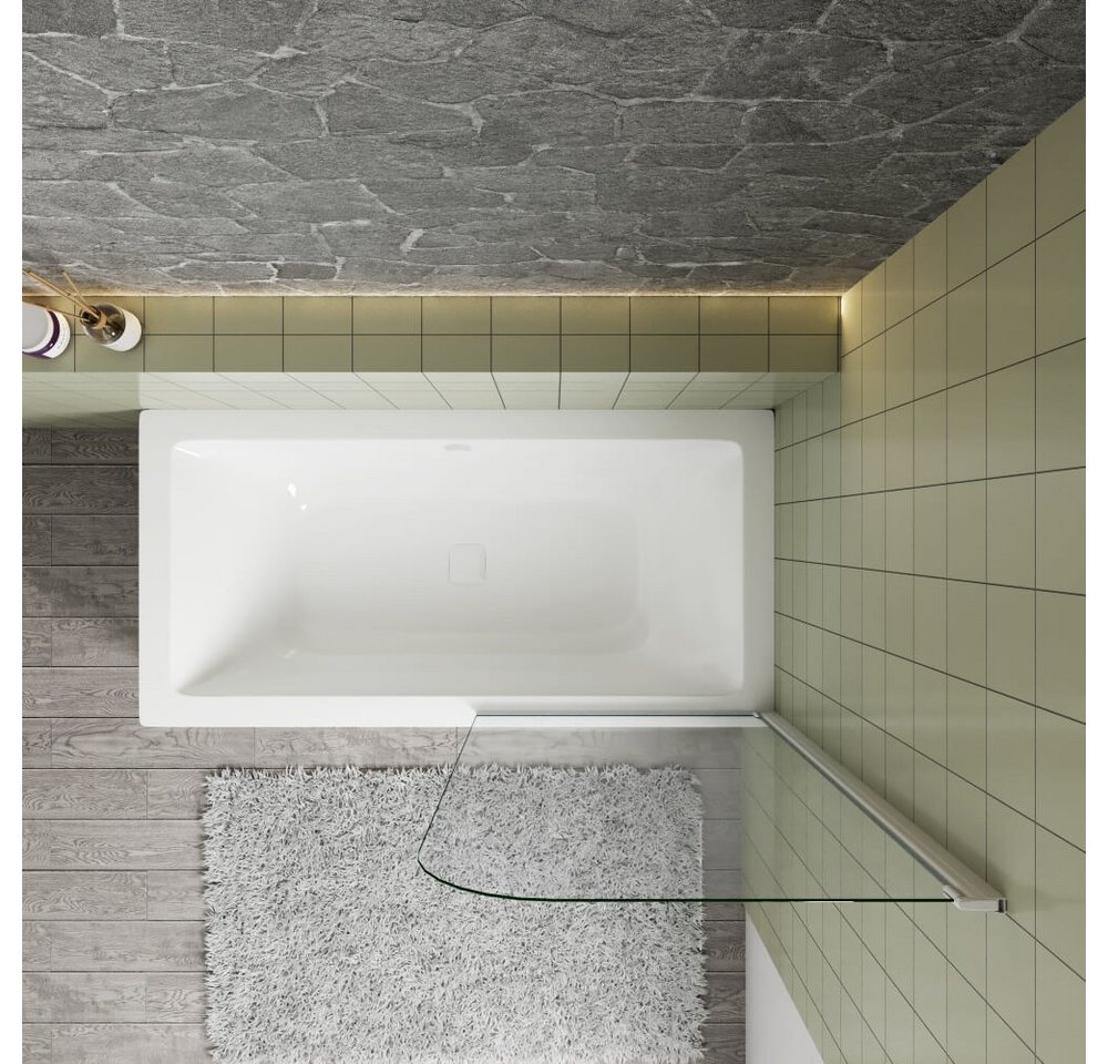 Duschparadies Duschwand 140cm anthrazitweiß Glas Aufsatz Duschabtrennung Badewanne Trennwand, Einscheibensicherheitsglas, Sicherheitsglas, Glas Bild 4
