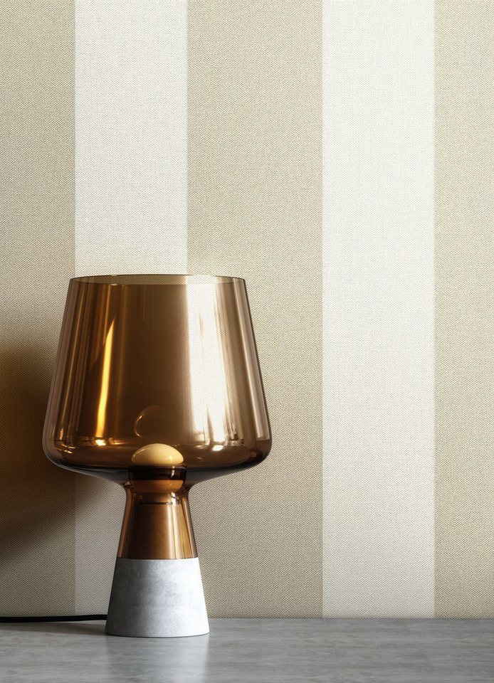 Newroom Vliestapete Fadia Beige Tapete Streifentapete Streifen,Linien,Textil, Beige Tapete Streifen Streifen - Streifentapete Streifenmuster Taupe Creme Landhaus Klassisch Linien Textil für Wohnzimmer Schlafzimmer Küche, Streifenmuster Bild 4