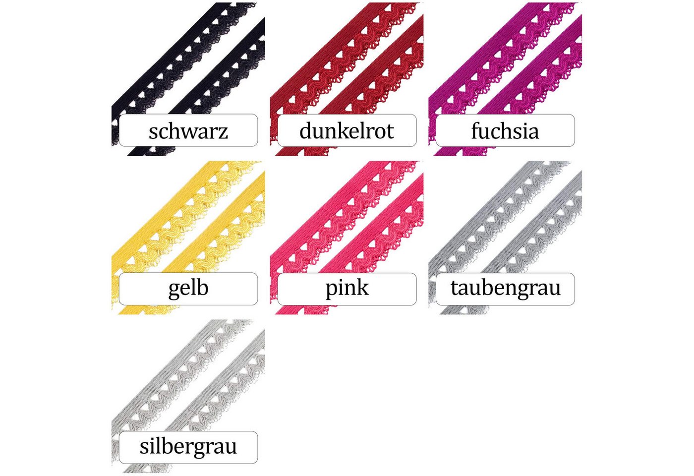 maDDma Spitzenband Wäschegummi Faltgummi Ziergummi 15mm Faltgummi ab 1m Einfassband, fuchsia Bild 5