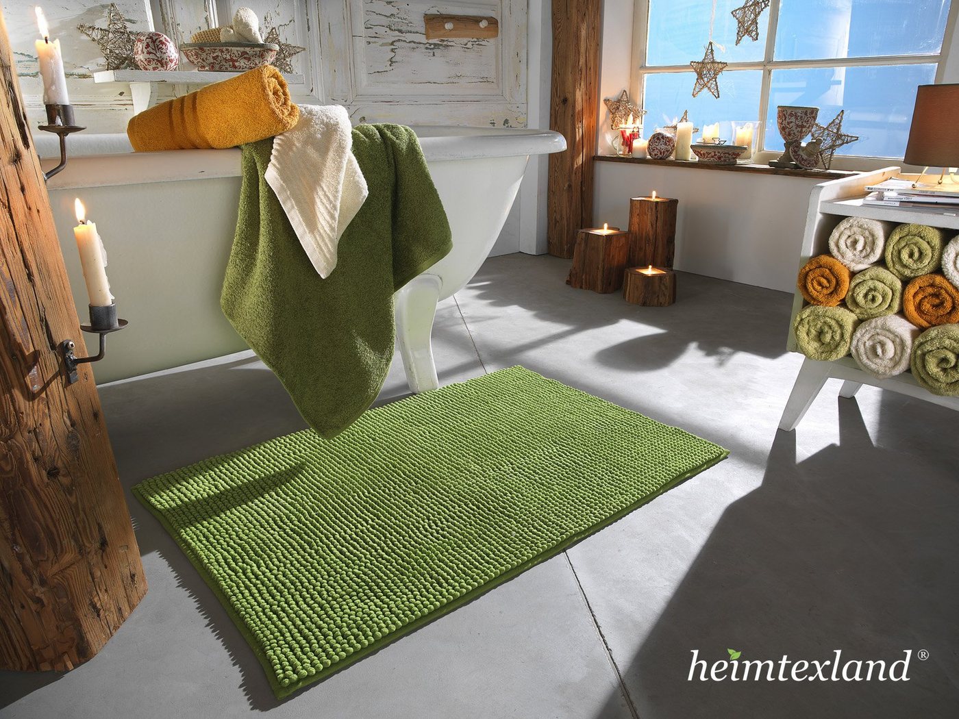 heimtexland Badematte Badvorleger Chenille Badteppich Duschvorleger, rutschhemmend beschichtet, umlaufendes Gummiband, schnell trocknend, strapazierfähig, rutschfest, Polyester, rechteckig, WC-Bezug 38x48 cm, Hochflor, super weich, Maschinenwäsche, pflegeleicht