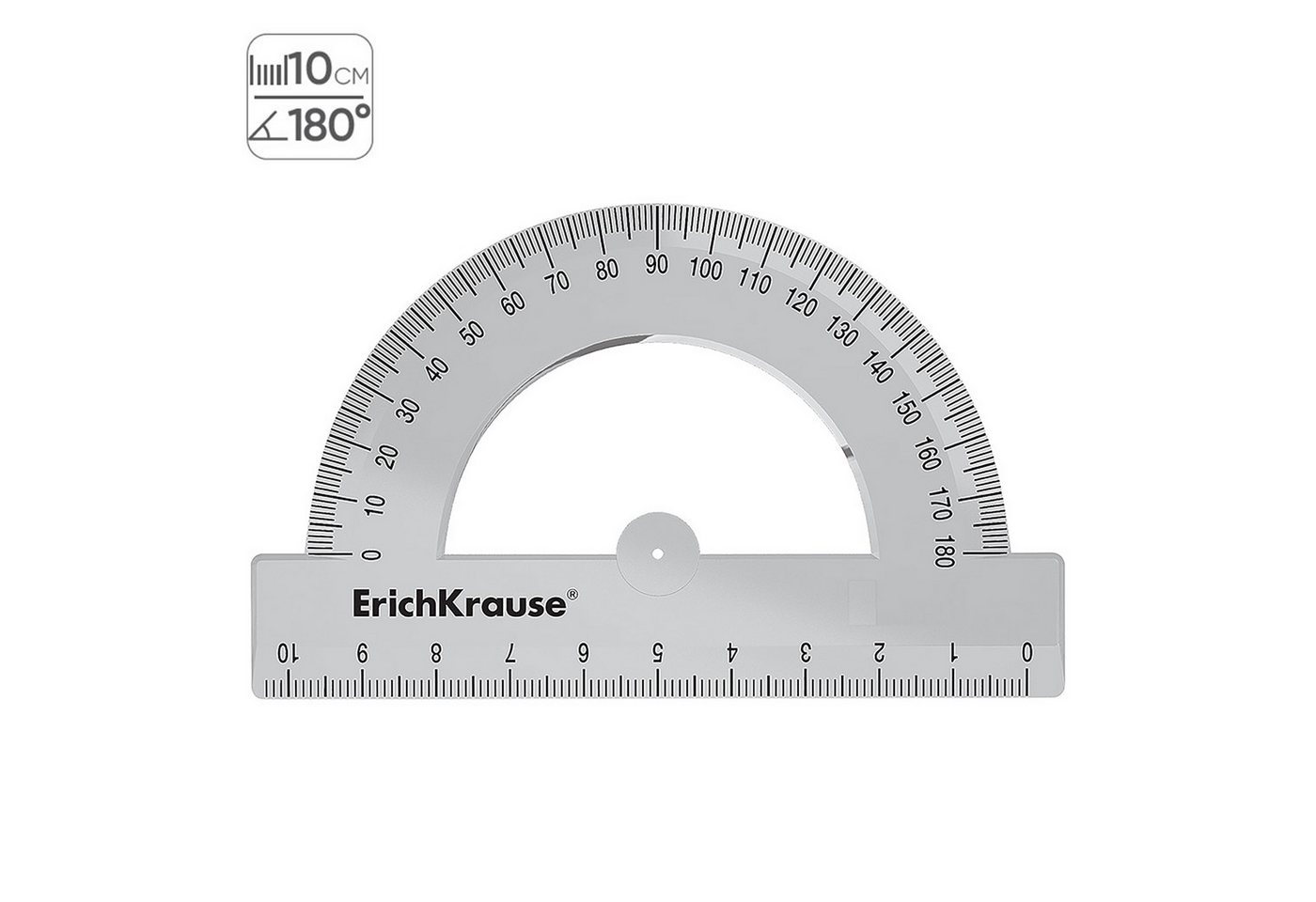 Erich Krause Lineal, Halbkreis Winkelmesser 180° Lineal 10 cm Kunststoff klar transparent Bild 3