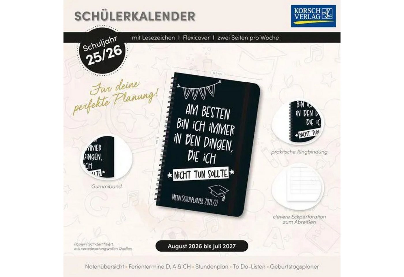 Korsch Verlag Schülerkalender Schülerkalender Am besten 2026/2027 Bild 4