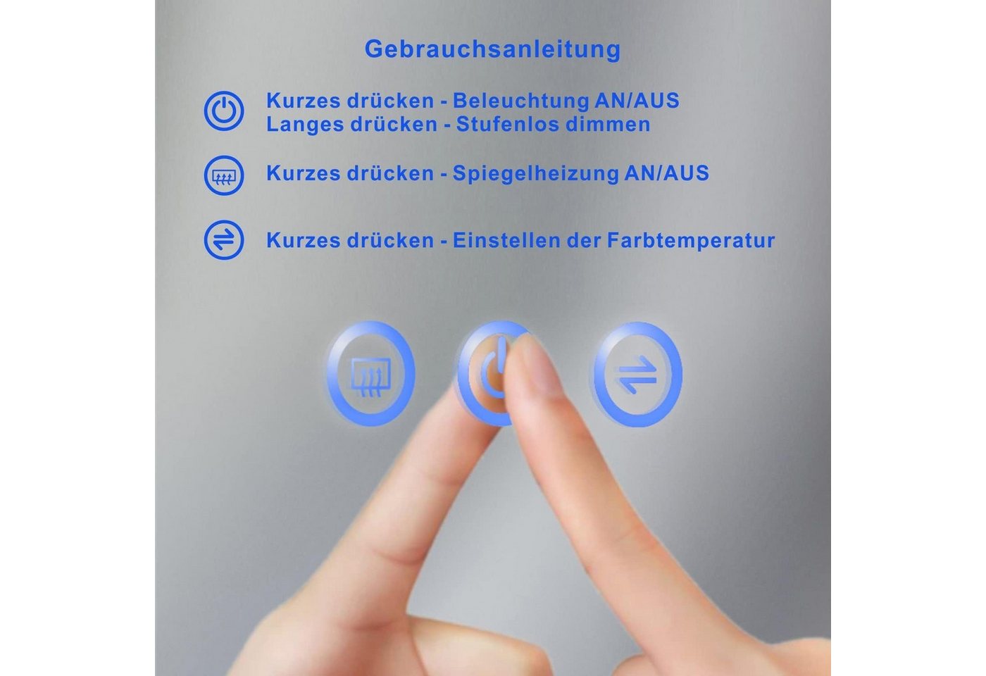 AQUALAVOS Badspiegel Badspiegel mit Beleuchtung Rund 80 cm Schwarz Rahmen LED Wandspiegel, Beschlagfrei, 3 Lichtfarben, Dimmbar, Touch Schalter für Wandschalter Bild 5
